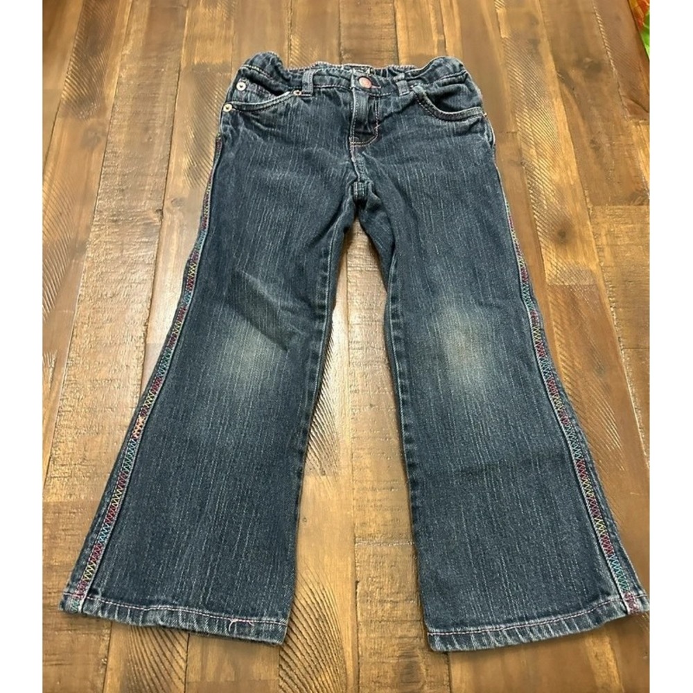 Levi's Bootcut Jeans Size 5 Dark Wash Rainbow Stitching